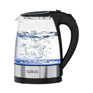 AZEUS Fast Boil Electric Water Kettle, 1.8L Large Capacity with Auto Shut-Off and Boil-Dry Protection, BPA-Free Borosilicate Glass &Stainless Steel