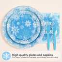 96Pcs Winter Snowflake Birthday Party Decorations Blue Frozen Birthday Paper Plates and Napkins Sets Winter Wonderland Decorations for Girls Princess Christmas Baby Shower Holiday Supplies Serves 24