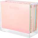 Hanging File Organizer Box, Acrylic File Folder Organizer for Letter Size Folders Portable File Holder Box with Handles Desk Hanging Folder Organizer File Crate Clear 12.2 x 10.24 x 4.92''