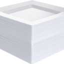 100 PCS White Plastic Dinner Plates, 9.5" Square Heavy-Duty Disposable Plates Dessert Plates Serving Dishes for Wedding, Party, Easter, Christmas