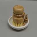 SUBEKYU Bamboo Dish Scrub Brush for Kitchen Sink, Natural Wooden Washing Dish Brush Scrubber with Sisal Bristles for Household Cleaning, Cast Iron Pots, Pans and Vegetables (Ceramics Base + Sisal Brush, 1p)