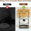 Pot Lid Holder,304 Stainless Steel Pot Lid Holder While Cooking,Kitchen Pot Lid Storage Rack, Removable Drip Tray, Multifunctional Kitchen Organizer Stand for Countertop (White, Double-layer)