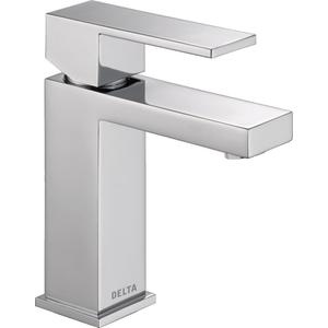 Delta Modern Matte Black Bathroom Faucet 1 Hole, Single Hole Bathroom Sink Faucet for Vanity, Metal Push-Pop Drain Assembly, Chrome 567LF-PP, Chrome, 1.2 GPM Water Flow, 1.2 GPM