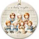 2 x Religious Ornaments for Christmas Tree 2025 - Faith, Catholic Gifts for Women, Families, Friends, Children - O Holy Night Angel Ceramic Ornament - Angel Singing Choir Christmas Ornaments