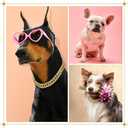 LEIFIDE Dog Chain Collar Diamond Link Puppy Collar 12 mm Wide Dog Necklace Metal Cat Chain Pet Crystal Necklace Jewelry Accessories for Small Medium Large Pet(18 Inch,Gold, AB Color)