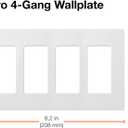 Lutron Claro Light Switch Cover Plate, 4 Gang Wallplate, for Decorator Light Switches, Rocker Light Switch Cover, Outlet Cover, Screwless Switch Plate Cover, Gloss, CW-4-WH, White (1 Pack)