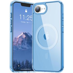 Temdan for iPhone 16e Case Clear, Compatible with Magsafe, Anti-Yellowing, Military-Grade Protection, Shockproof Slim Magnetic Phone Case Cover, Clear Blue