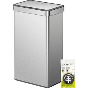 EKO Nova Sensor Trash Can, 21 Gallon/80 Liter Stainless Steel Rectangular Touchless Motion Sensor Trash Can, Matte Metallic