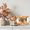 ONDTOM 4x6 Thanksgiving Pumpkin Picture Frame,Rustic Wooden Fall Photo Frame with Orange Maple & Autumn Leaves, Perfect Desktop Gift for Fall Season -E03