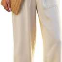 Womens Linen Wide Leg Pants Khaki, Beach Cover Up Palazzo Pant with Pocket, Summer Casual Pant for Travel Teacher (XL)