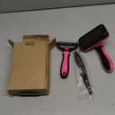 3PCS Self Cleaning Slicker Brush & Pet Grooming Rake & Flea Comb for Dogs,Cats and Horses | Double-Sided Dematting Comb & Skin Friendly Deshedding Grooming Tool (Red)