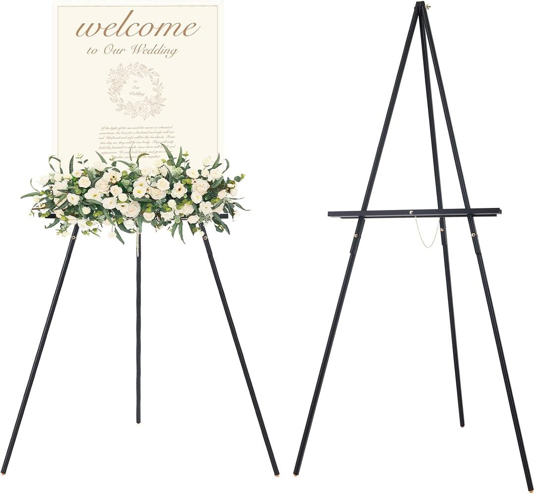 MEEDEN Wooden Easel Stand for Display: Black Wood Tripod for Wedding Sign - Poster Board Holder for Welcome Picture, 25 Inches X 2.09 Inches X 34.65 Inches