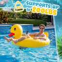 Hungdao Inflatable Duck Motorized Pool Float for Adults Electric Pool Lounger with Dual Motors, Cup Holder, Handle & Rechargeable Battery (Not Air Pump) Ideal for Outdoor Swimming Parties(48"L x 48"W)