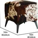 Tricolor Cow Print Ottoman, Faux Cowhide Footstool, Western Style, 16"D x 16"W x 17"H