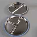 Stainless Steel Toddler Plate with Suction, 9 Divided Plates with Removable Silicone Sleeves for Kids, Non Toxic & BPA Free | Non Slip | Unbreakable Baby Snack Dishes Set of 2, Blue & Gray