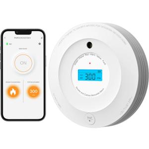 AEGISLINK Wi-Fi Combination Smoke and Carbon Monoxide Detector with LCD Display & Replaceable Battery, Compatible with TuyaSmart & Smart Life App, SC-WF240