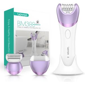 VOYOR Epilator for Women, Cordless Epilators Hair Removal for Women, 3 in 1 Hair Removal Device for Leg Arm Face with 30 Tweezers, Rechargeable Wet & Dry Electric Lady Shaver & Trimmer BM300 (Purple)