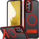 for Samsung Galaxy S22 Case, [Compatible with MagSafe], Adjustable Kickstand,Military Grade Drop Tested, Translucent Matte Phone Case for Galaxy S22 Case (Red)