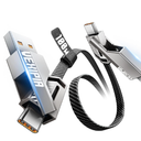 Vexipia 4in1 USB C Cable 100W 5FT Compatible with Lightning Cable [Fast Charging & Data Transfer] Flat Nylon Braided for iPhone iPad Charger Cord, Multi Charge Wire Combo with L/Type C/USB A Port