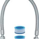 Compressor Jumper Hose, Rust-steel Metal Air Hose, 3/8-inch NPT Male Head X 20" Length, 750F, 450 PSI, Accessories on both Sides Can Rotate Freely