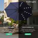 JEAREY 9FT Outdoor Patio Umbrella with Solar Lights, LED Lighted Pool Umbrella with Tilt and Crank, Outdoor Table Umbrellas for Deck, Yard & Market (9ft, Navy Blue)