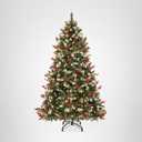 YITAHOME 7.5ft Prelit Decorated Pine Christmas Tree w/Red Berries & Remote