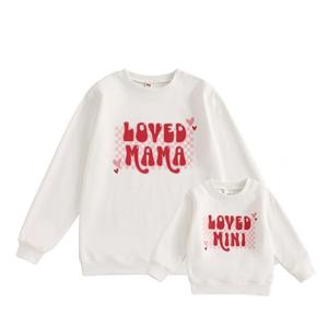 Aiwpstoin Mommy and Me Valentines Day Outfit Long Sleeve Crewneck Sweatshirt Pullover Family Matching Shirt Mama Baby Clothes (Women, M, White)
