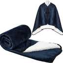 Tngan Portable USB Heated Shawl, Heated Blanket with 3 Heating Levels, USB Operated Camping Heated Blanket, Heated Throw Blanket Shawl for Indoor & Outdoor Use, Blue