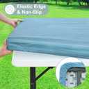 misaya Rectangle Vinyl Tablecloth, Fitted Table Cover, Waterproof, Elastic Edge, Plastic Table Cloth Fit 6 Foot Folding Tables for Picnic, Indoor and Outdoor (Aqua, 30 x 72 inch)