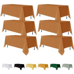 Fitable 6 Pack Bronze Rectangle Table Clothes - 70 x 108 Inch - Wrinkle and Stain Resistant Fabric Fall Tablecloths, Washable Polyester Table Covers for Wedding Thanksgiving Party Banquet Events