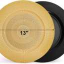 Hiceeden 12 Pack Gold Charger Plates for Dinner Plates, 13" Round Plastic Chain Shaped Charger Service Plates, Decorative Chargers Bulk for Table Setting, Wedding, Party, Event