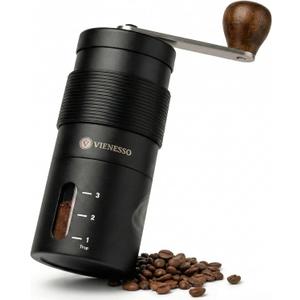 Manual Coffee Grinder with Ceramic Conical Burr - AeroPress Compatible Hand Coffee Mill with Click-Lock Stepless Adjustment | Portable Precision Molino de Cafe for Camping, Home & Travel (Black)