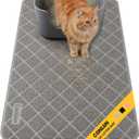 Cat Litter Mat Litter Trapping Mat, 35" x 23" Premium Durable PVC Grid Mesh with Scatter Control, Non-slip, Less Waste Cat Litter Box Mat, Soft on Kittys Paws, Urine Waterproof (Grey)
