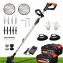 21V Electric Weed Wacker, Cordless Brush Cutter String Trimmer with Adjustable Pole & 2x3.0Ah Battery-Powered Weed Wacker, Lightweight & Low Noise, Foldable 3-in-1 Weed Eater for Outdoor, Garden, Yard