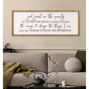 Comurdyo Bible Verse God Grant Me Prayer Wall Decor Art 32"×12" Large Serenity Prayer Sign Christ Religious Jesus Scripture for Simple Rustic Living Room Wood Framed Plaque Wall Hanging (Wood)