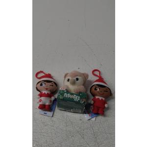 Pack of 3: 2 Elf on the Shelf Plushie Pals Mini Dolls Backpack Clip Boy Girl Black, Russ Petooties Pet 4" 