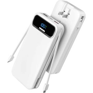 Portable Charger Power Bank with Built in Cables and AC Wall Plug,PD20W&SCP22.5W USB-C Super Fast Charging,20000mAh Travel Phone Charging,LED Display Battery Pack Compatible All iPhone Samsung etc (White)