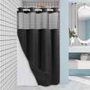 EUTXL Black Stall Shower Curtain with Liner - 230GSM Waffle Textured Heavy Duty Shower Curtains for Bathroom,54W x 80H