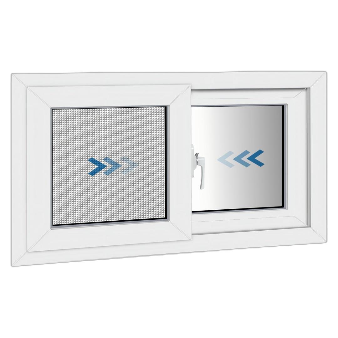 NOOTA Basement Window 32" x 16" Double Tempered Glass, Removable Flange, Vinyl Sliding WindowWhite