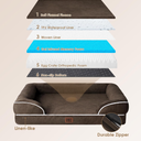 EHEYCIGA Orthopedic Small Dog Bed, Waterproof Memory Foam Washable Pet Beds | Non-Slip Bottom and Egg-Crate Foam Medium Pet Couch Bed with Washable Removable Cover, Brown