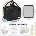 Wearable Breast Pump Bag with Cooler Compartment Compatible with Momcozy M5/S12 Pro, Elvie & Medela Pump in Style, Carrying Case with a Ice Pack & Waterproof Mat for Breast Pump and Accessories, Black