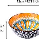Ceramic Rice Bowls Set of 4, 4.72 Inch Colorful Mandala Pattern Porcelain Bowls, Bohemian Floral Serving Bowls for Rice, Cereal, Soup, Microwave & Dishwasher Safe