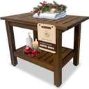 24 inch Acacia Wood Shower Bench with Storage Shelf - Waterproof Sturdy Shower Stool - Shower Seats for Adults and Elderly - Bathroom Bench 350 lb Capacity