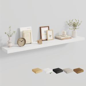 Dreamland 55 Inches Floating Shelves for Wall, 8" Deep Long Floating Shelves Set of 1, Large Display & Storage Shelf, Wall Shelf for Bathroom Bedroom Living Room Kitchen Office, White