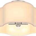 4-Light Semi Flush Mount Ceiling Light Fixture, Silver Modern Close to Ceiling Lamp with White Fabric Shade, Contemporary Bright Lighting for Nursery Kids Baby Room Kitchen Bedroom Hallway Entryway