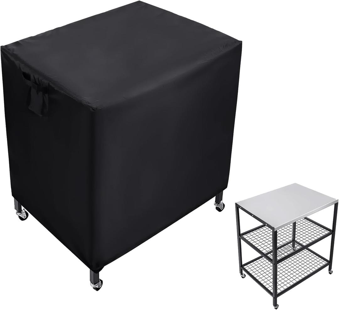 Outdoor Table Cover, 210D Silver-Coated Oxford Cloth Waterproof Prep Table Cover for Ooni Medium Stainless Steel -32"X24"X36" (Cover Only)