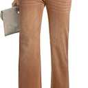 Sidefeel Women's Wide Leg Jeans Casual High Waisted Straight Zimbaplatinum Denim Pants with Pockets (10, Brown)