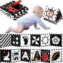 URMYWO Black and White Baby Toys, Tummy Time High Contrast Newborn Toys 0-3 Months, Soft Baby Book, Visual Stimulation Montessori Sensory Infant Toys 0-6-12 Months, Shower Gift for Boys Girls