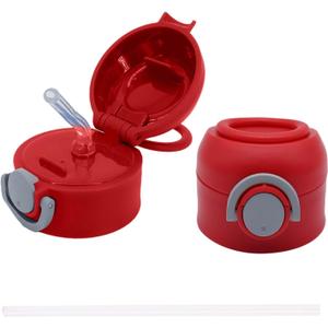 12oz Replacement Lid with 1 Straw for Kid Tumbler,1 pcs Leak-Proof and Spill-Proof Straw Lids for Brand, BPA Free, (red)