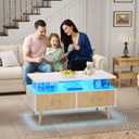 YOSHOOT 37" LED Coffee Tables with Storage, Small Coffee Table